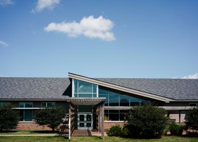 Close up of one story building front